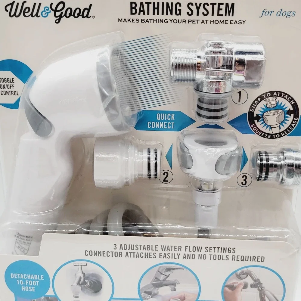 NEW Well & Good Bathing System for Dog Pets Hose System for Sink Bath Outdoor